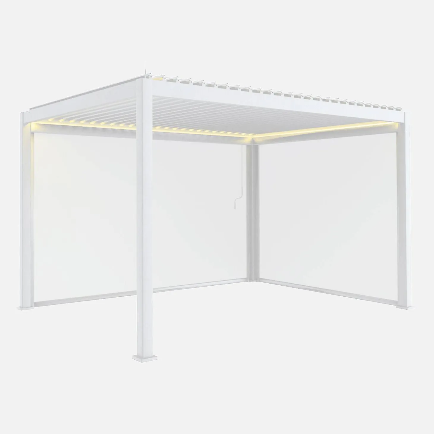 Pérgola bioclimática 3x4m eléctrica LED + toldo 3m + toldo 4m