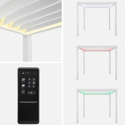 Pérgola bioclimática 3x3m eléctrica de aluminio con iluminación LED