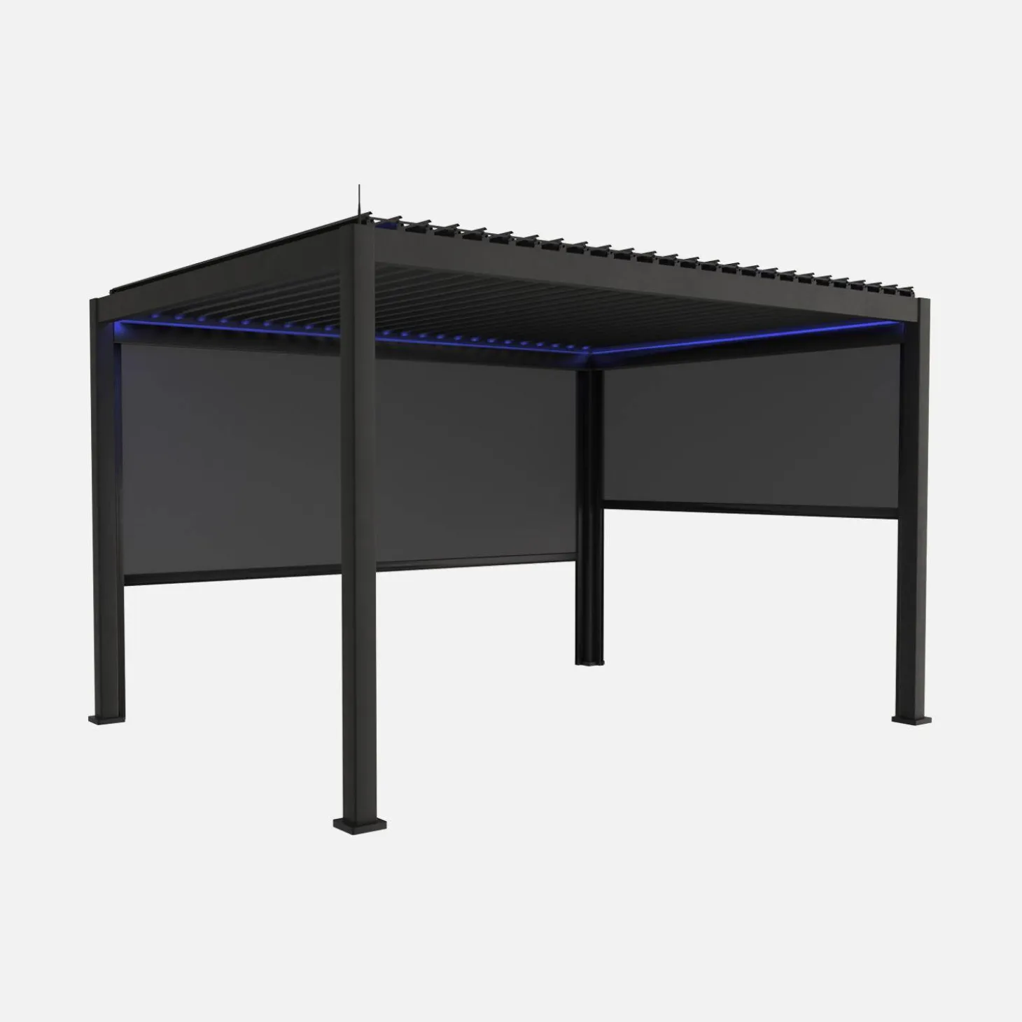 Pérgola bioclimática 3x4m eléctrica LED + toldo 3m + toldo 4m