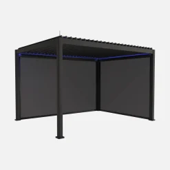 Pérgola bioclimática 3x4m eléctrica LED + toldo 3m + toldo 4m