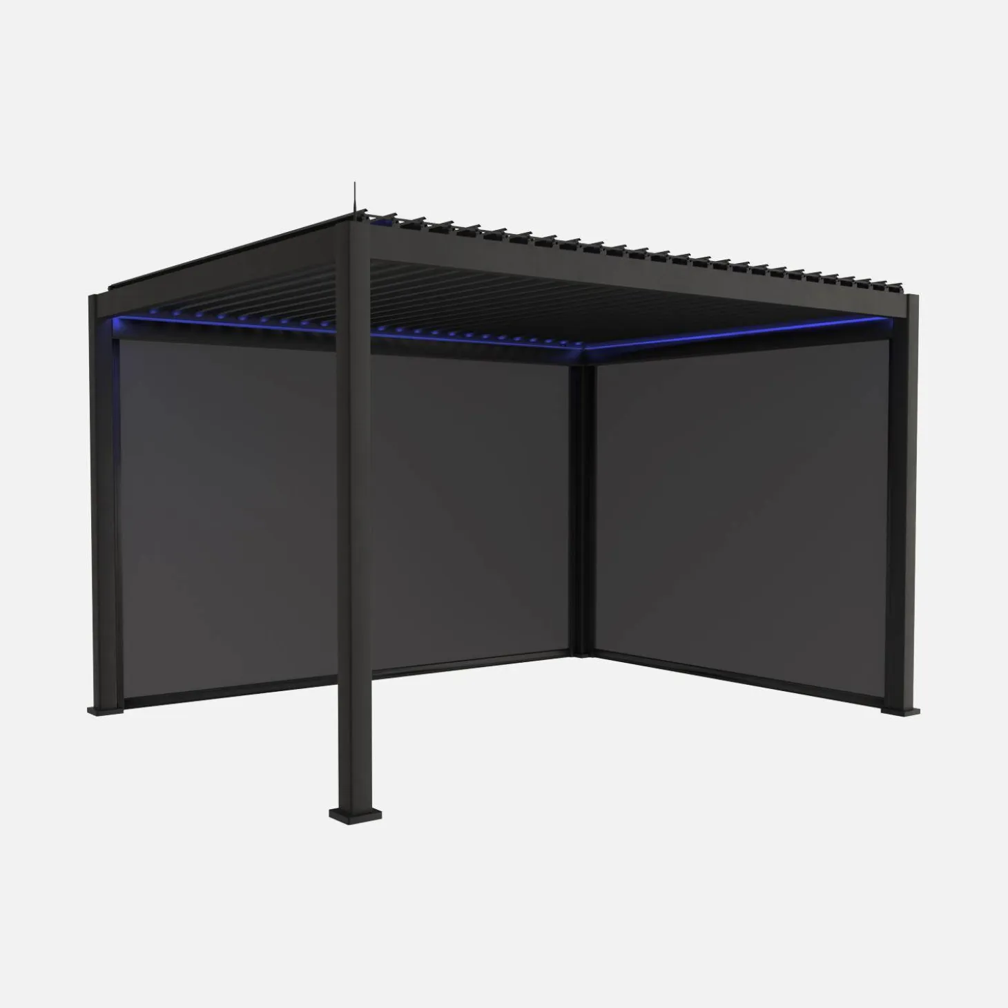 Pérgola bioclimática 3x4m eléctrica LED + toldo 3m + toldo 4m
