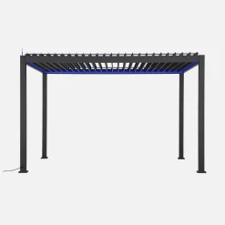 Pérgola bioclimática 3x4m eléctrica LED + toldo 3m + toldo 4m