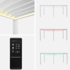 Pérgola bioclimática 3x6m eléctrica de aluminio con LED + 2 toldos de 3m