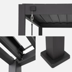 Pérgola bioclimática 3x3m V2 + 2 toldos verticales de 3m