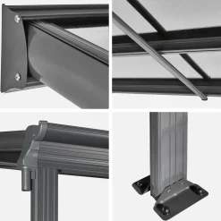Pérgola cochera de aluminio con canalón integrado, 3x6m