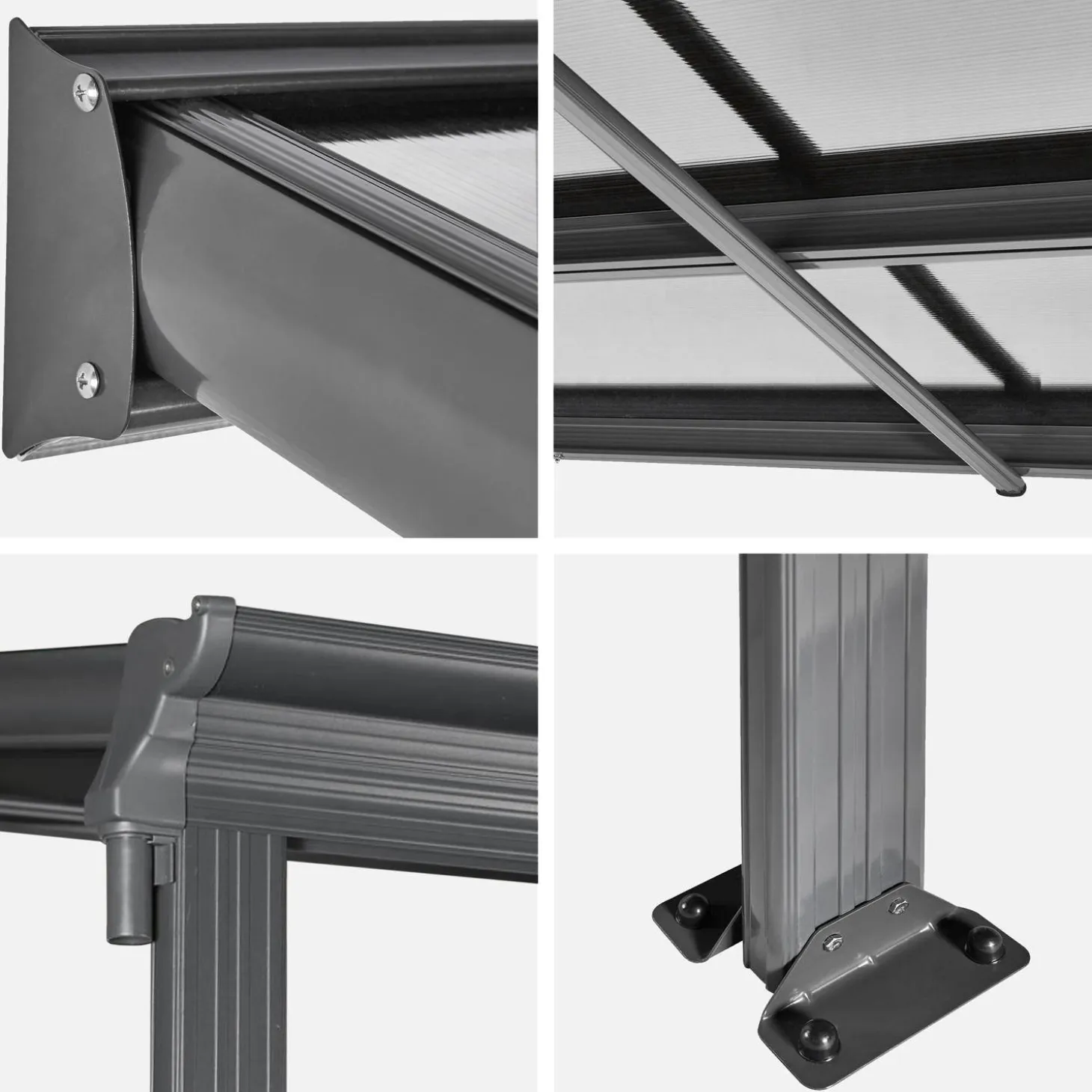 Pérgola cochera de aluminio con canalón integrado, 3x6m