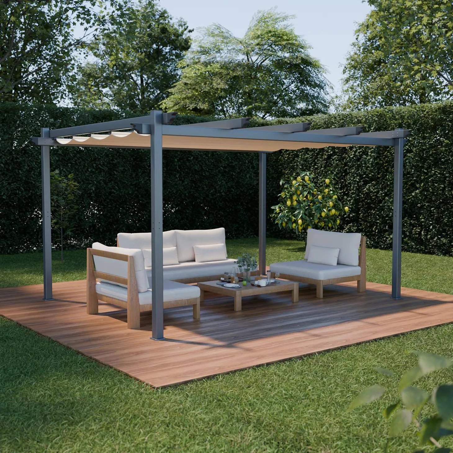 Pérgola 3x4m de aluminio con cubierta corredera