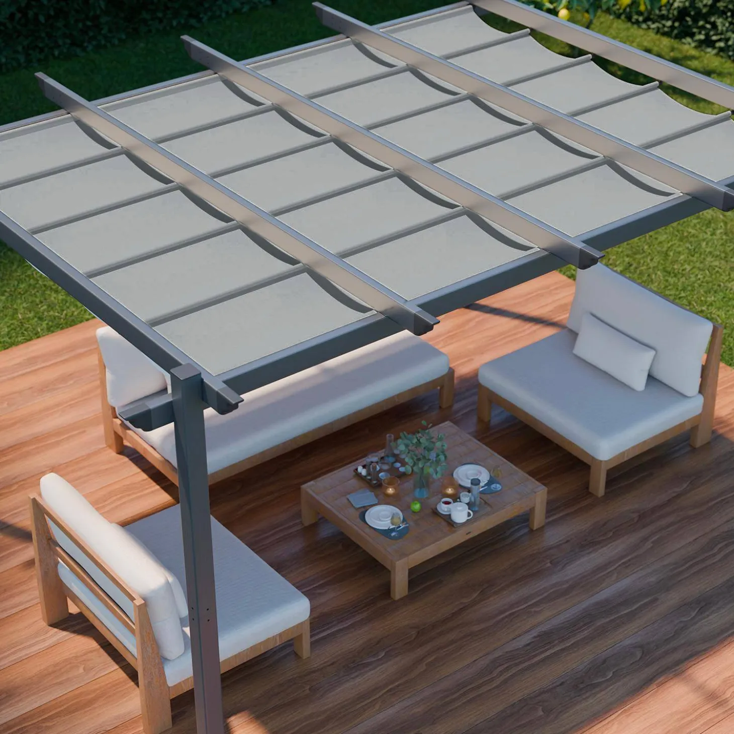 Pérgola 3x4m de aluminio con cubierta corredera