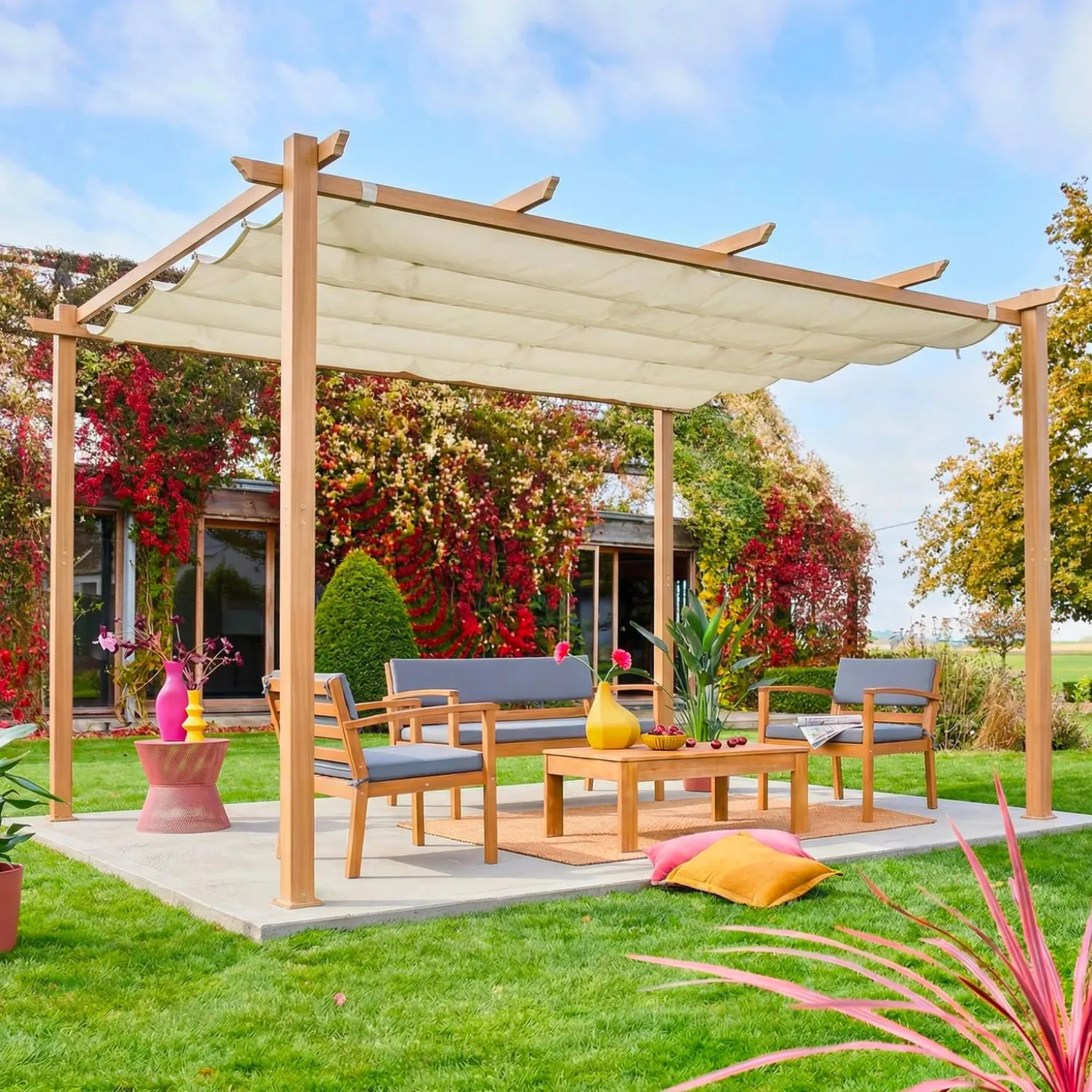 Pérgola 3x4m de aluminio con cubierta corredera