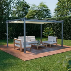 Pérgola 3x4m de aluminio con cubierta corredera