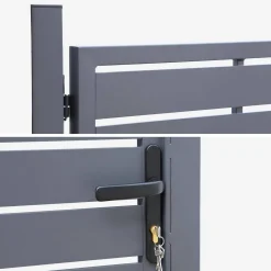 Puerta de jardín de aluminio con cerradura y manija
