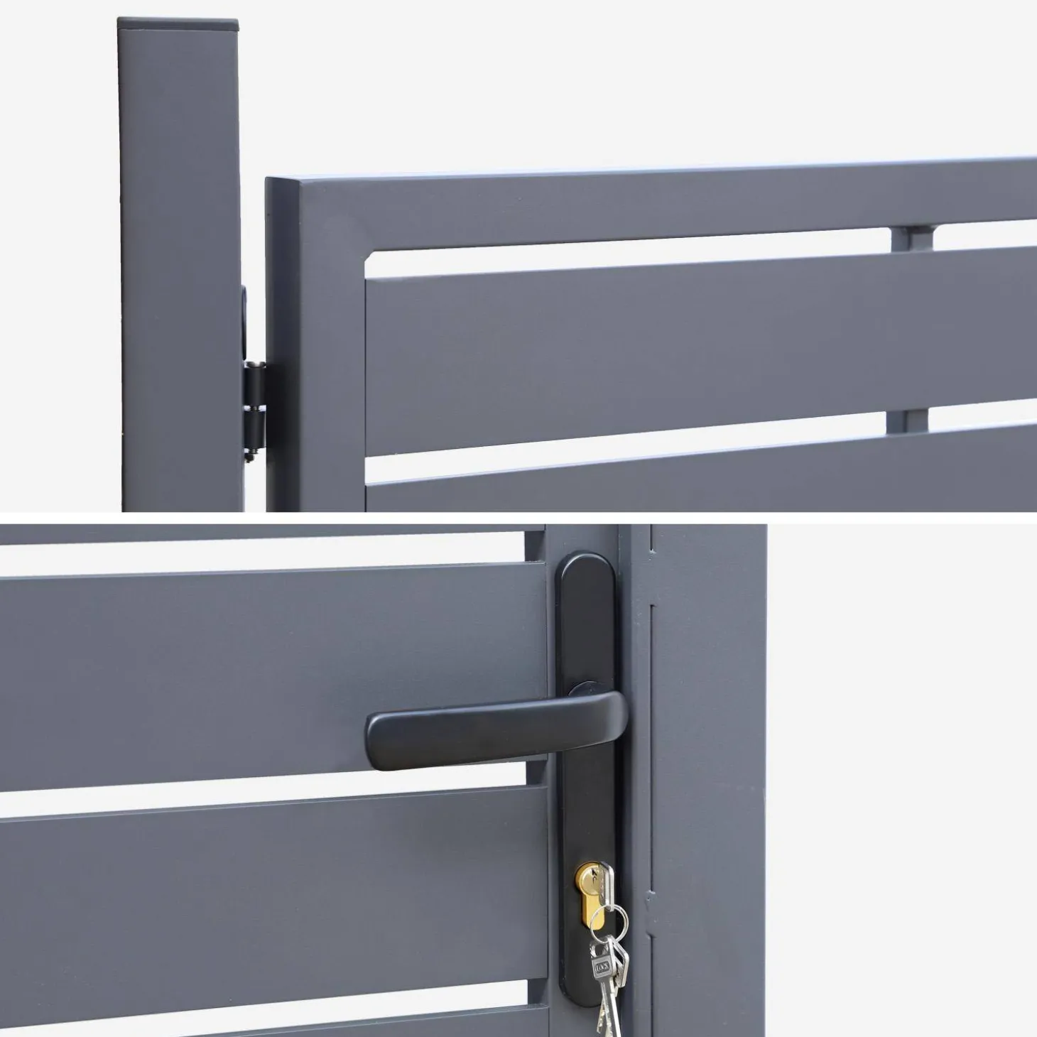 Puerta de jardín de aluminio con cerradura y manija