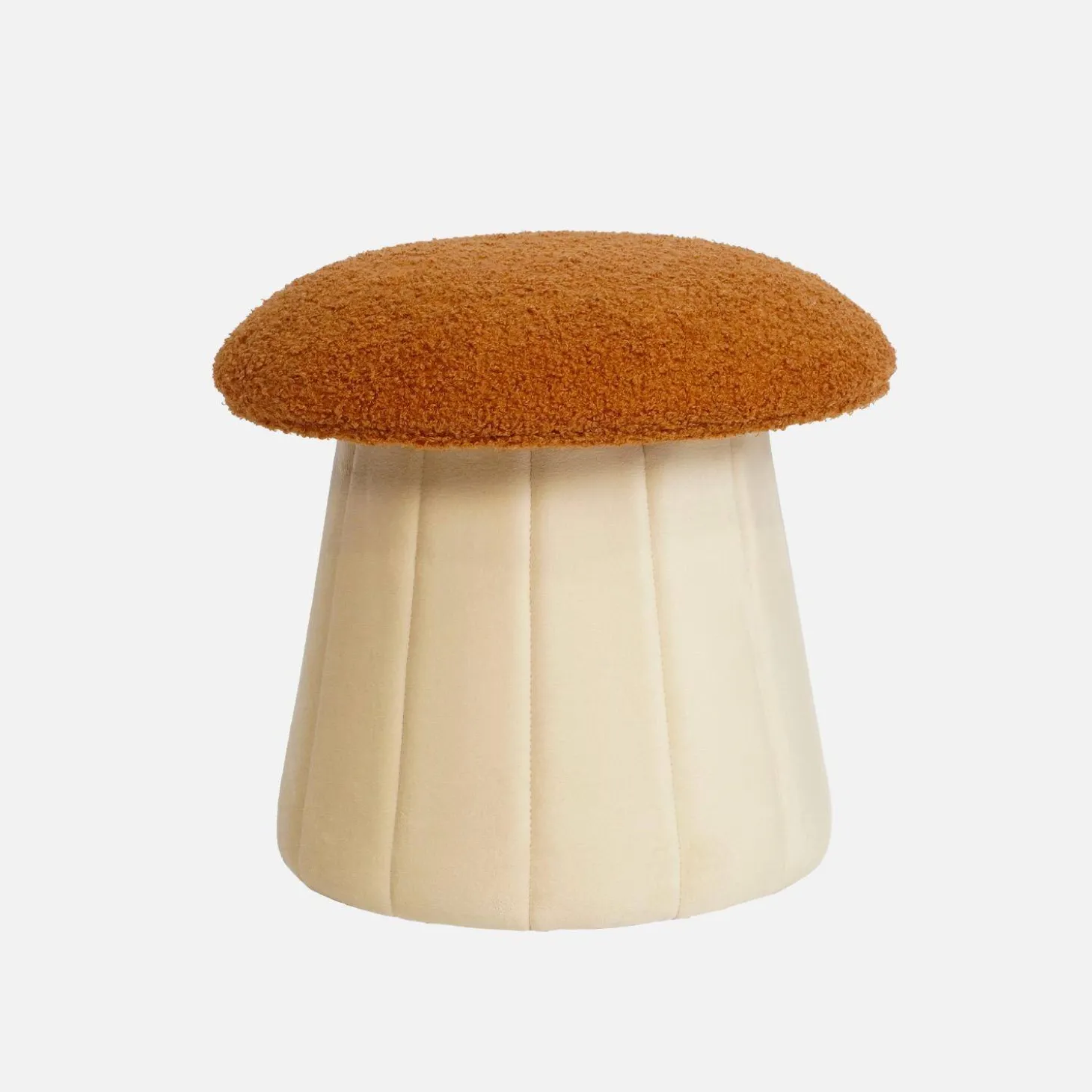 Puff champiñón infantil con almacenamiento teddy y terciopelo