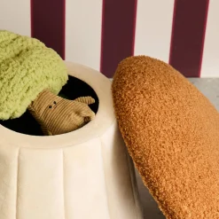 Puff champiñón infantil con almacenamiento teddy y terciopelo