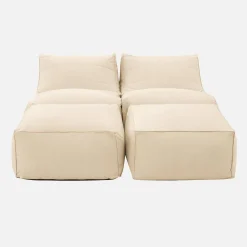 Puff con reposapiés de exterior en olefina, set de 2