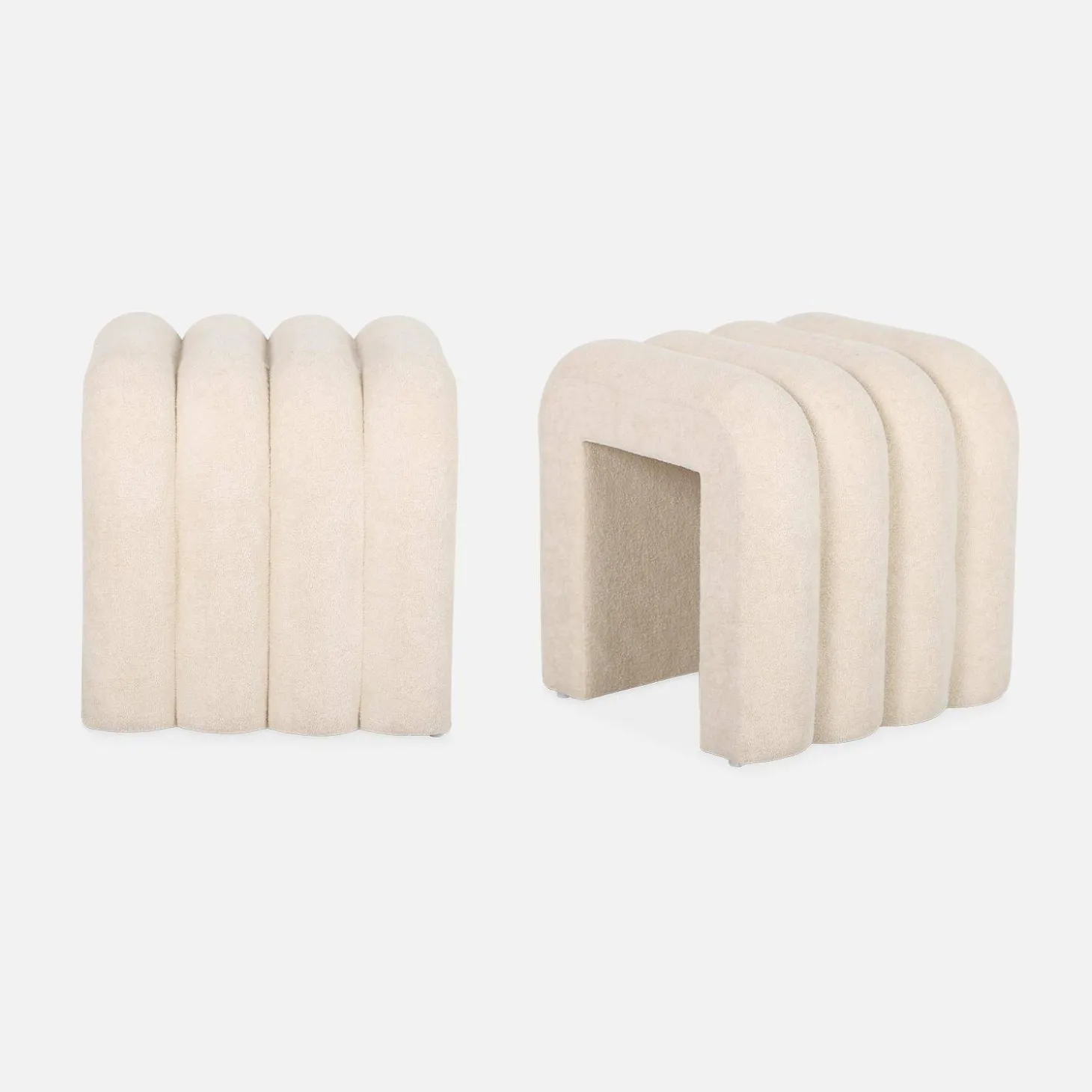 Puff contemporáneo de tela, set de 2