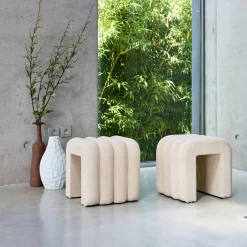 Puff contemporáneo de tela, set de 2