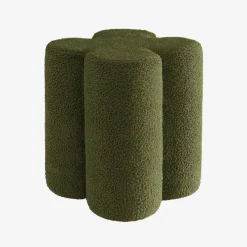Puff en forma de trébol con tapizado de borreguito