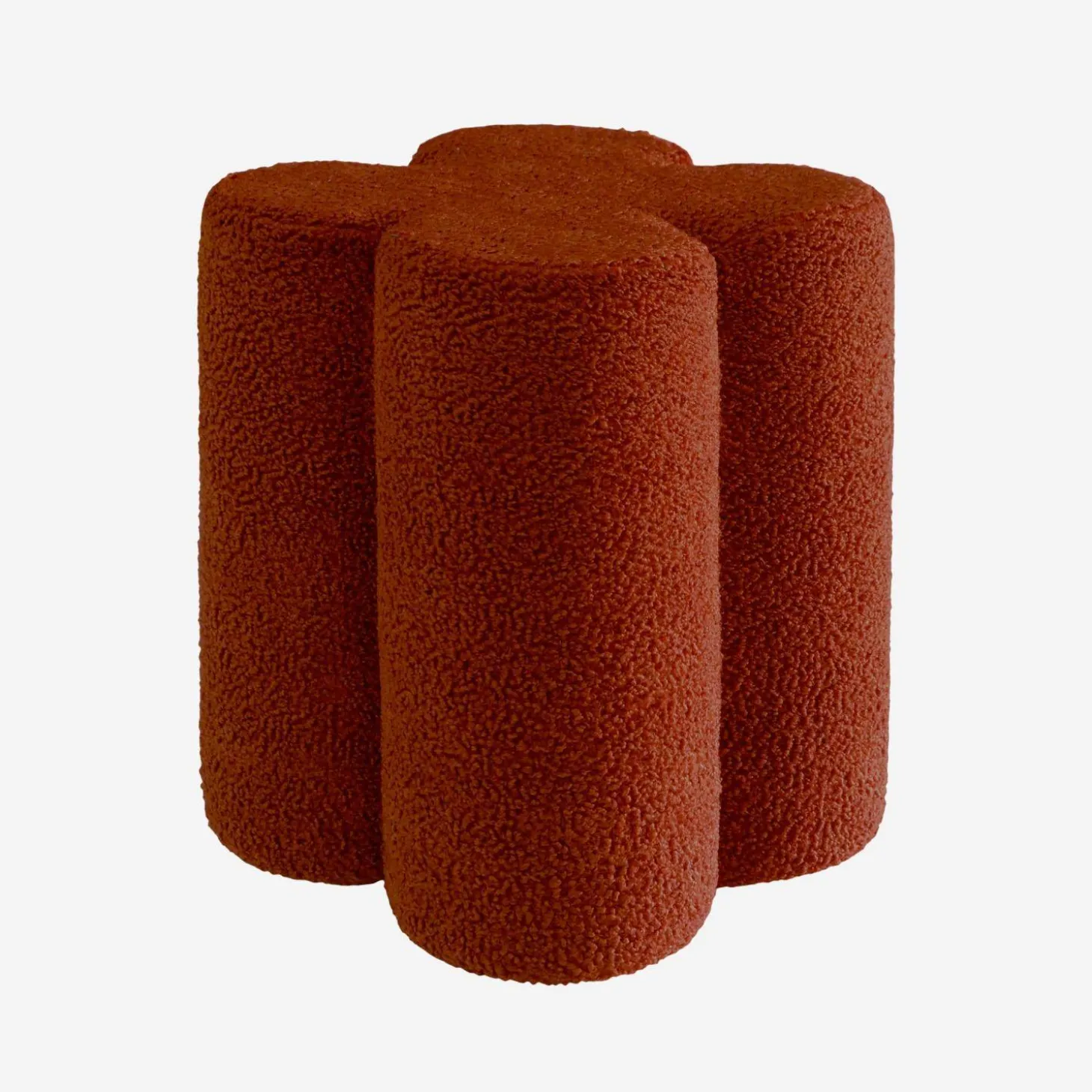 Puff en forma de trébol con tapizado de borreguito