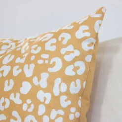 ropa de cama de algodón con estampado de leopardo amarillo, 2 plazas