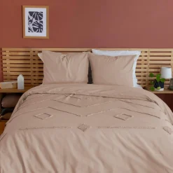Ropa de cama de algodón de 2 plazas rosa