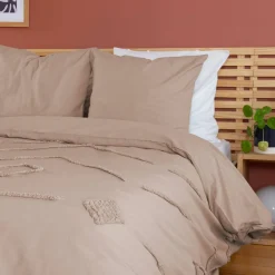 Ropa de cama de algodón de 2 plazas rosa