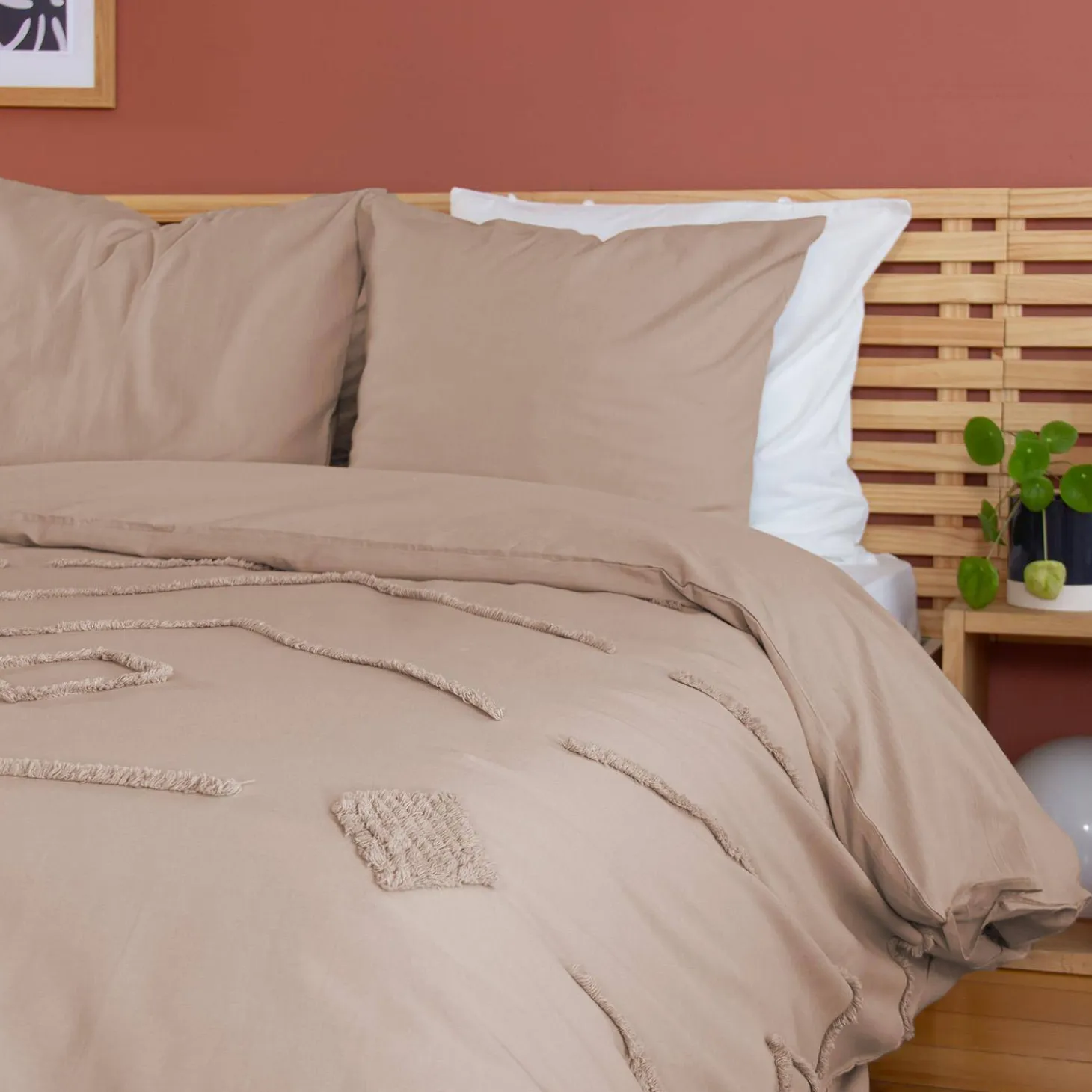 Ropa de cama de algodón de 2 plazas rosa