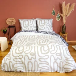 Ropa de cama de algodón reversible con diseño gráfico, 2 plazas