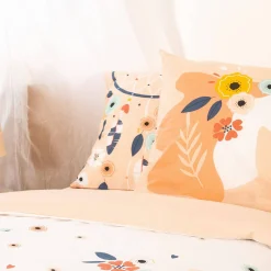 Ropa de cama de algodón reversible con estampado de atrapasueños y unicornio, 1 plaza