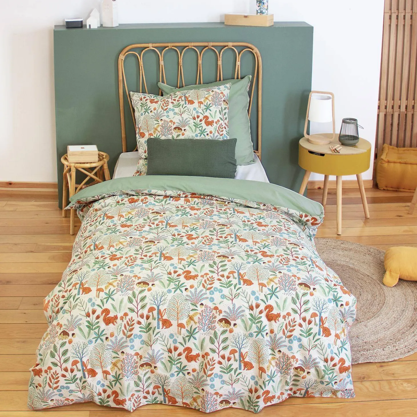 Ropa de cama de algodón reversible impreso otoño, 1 plaza
