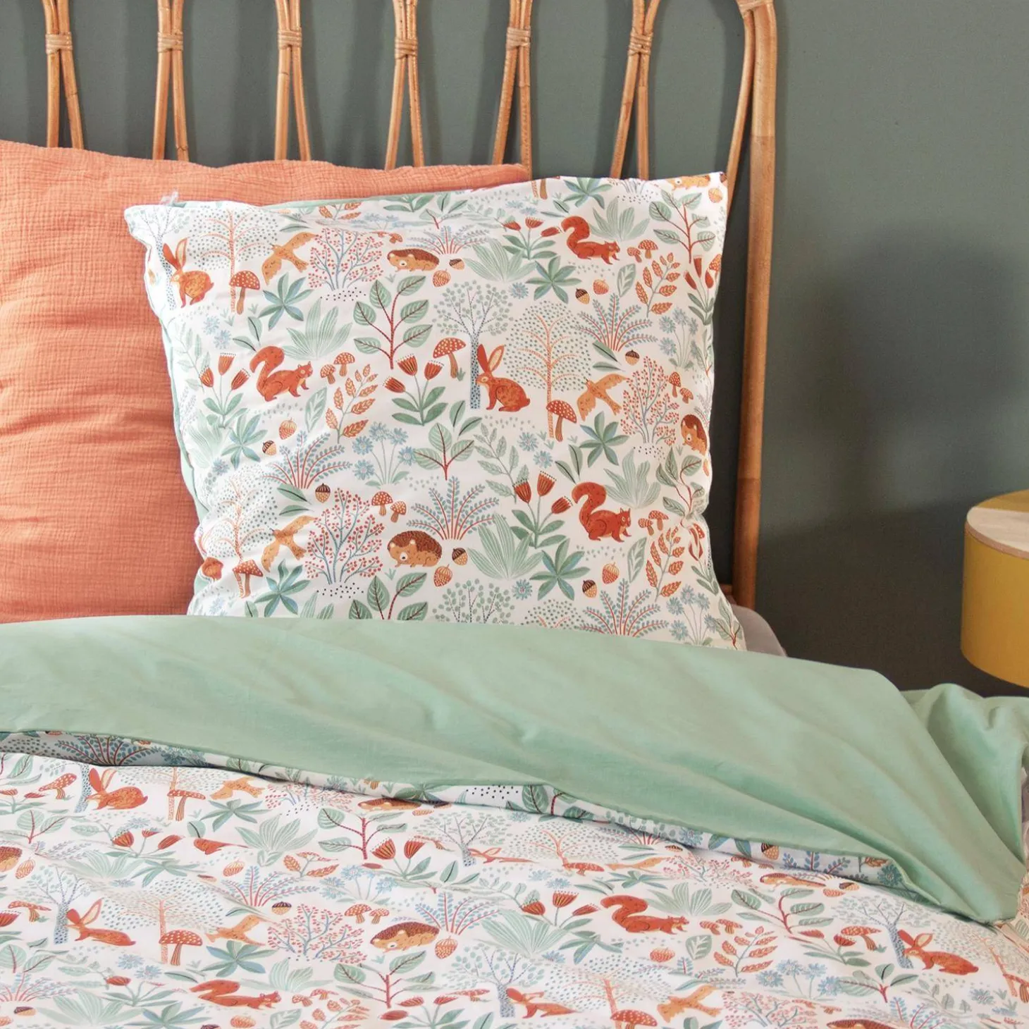 Ropa de cama de algodón reversible impreso otoño, 1 plaza