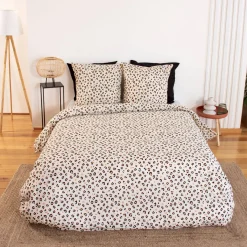 Ropa de cama de algodón reversible con estampado de leopardo, 2 plazas