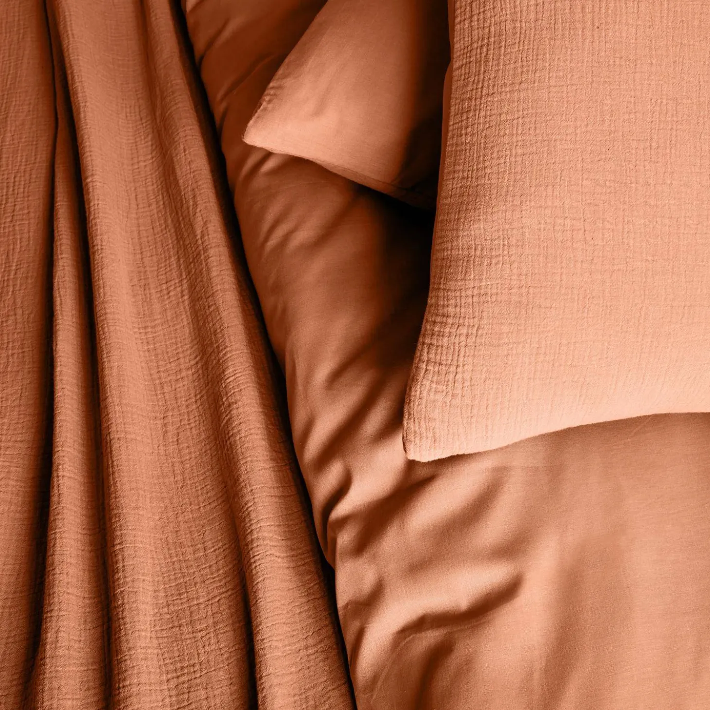 Ropa de cama de gasa de algodón terracota