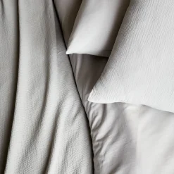 Ropa de cama de gasa de algodón gris claro, 2 plazas