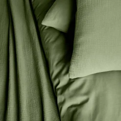Ropa de cama de gasa y algodón caqui