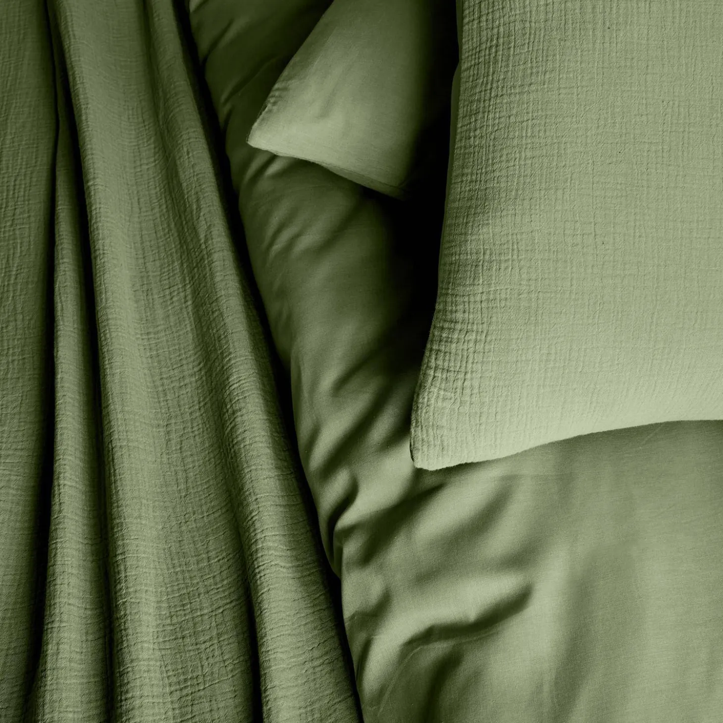 Ropa de cama de gasa y algodón caqui