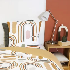 Ropa de cama de microfibra reversible naranja
