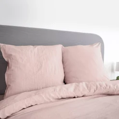Ropa de cama de microfibra lavada color rosa, 2 plazas