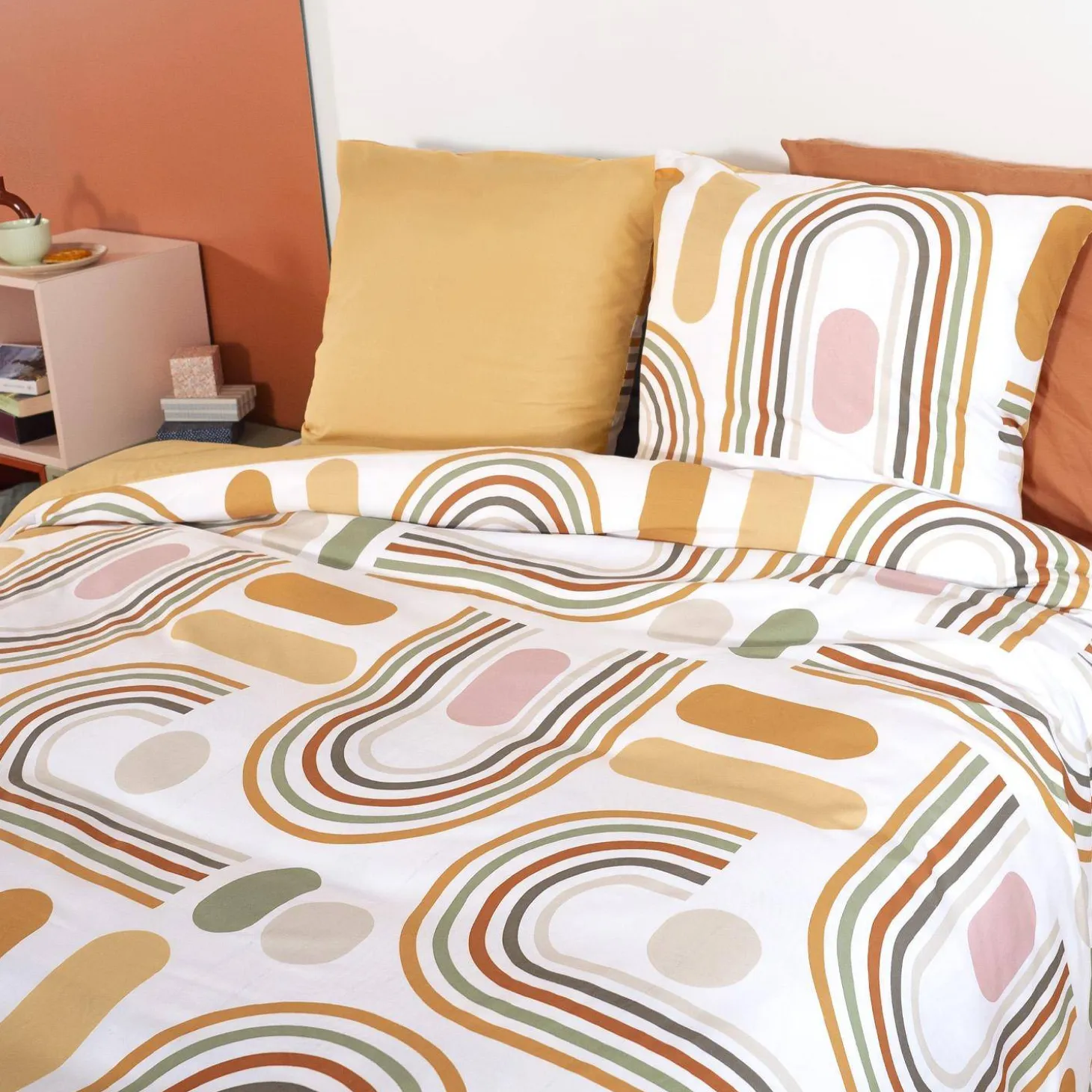 Ropa de cama de microfibra reversible naranja