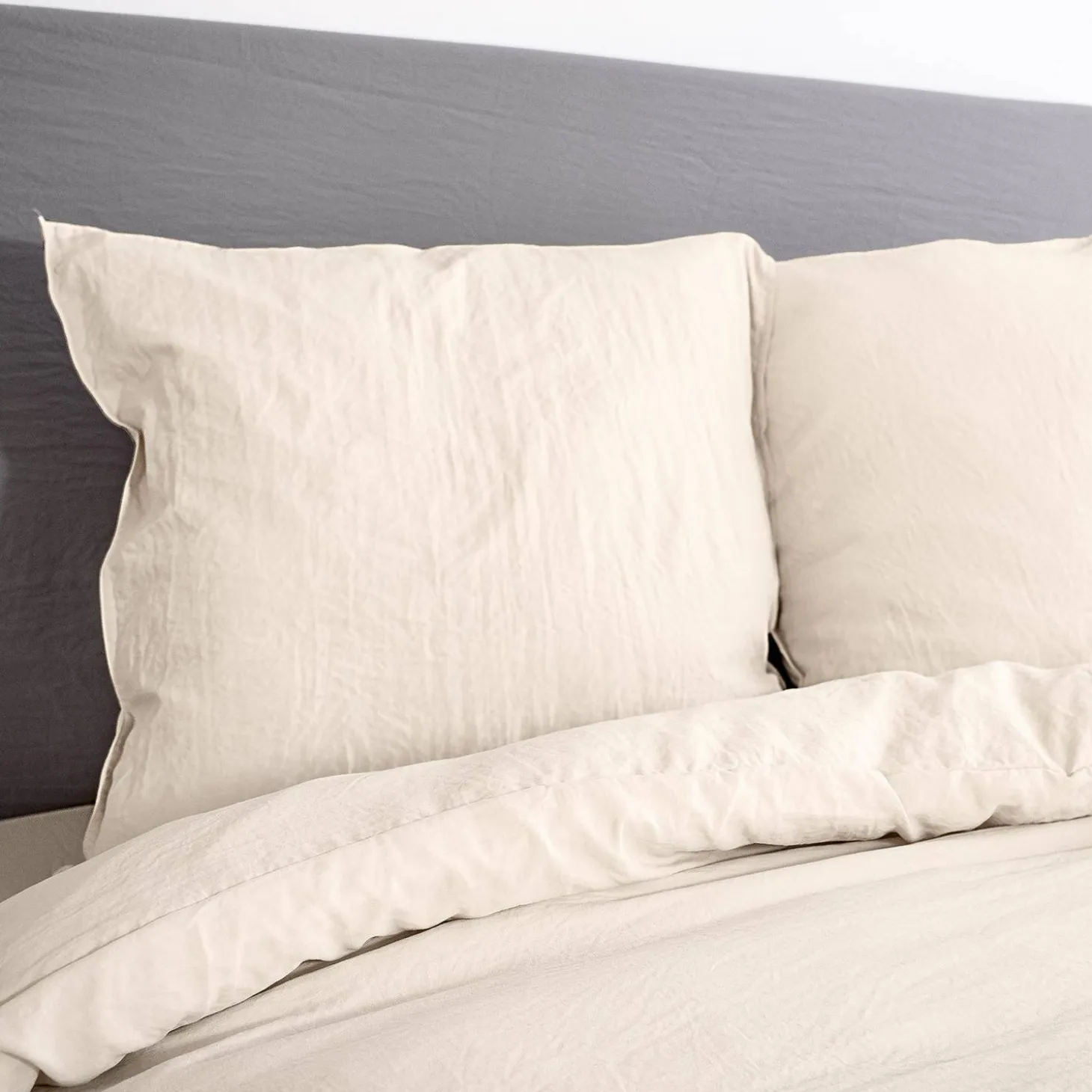 Ropa de cama de microfibra lavada color arena, 2 plazas