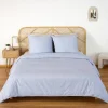 Ropa de cama de microfibra con rayas azules, 2 plazas