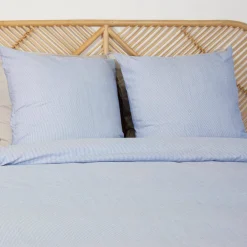Ropa de cama de microfibra con rayas azules, 2 plazas