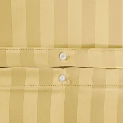 Ropa de cama de poliéster efecto satén con finas rayas amarillo, 2 plazas