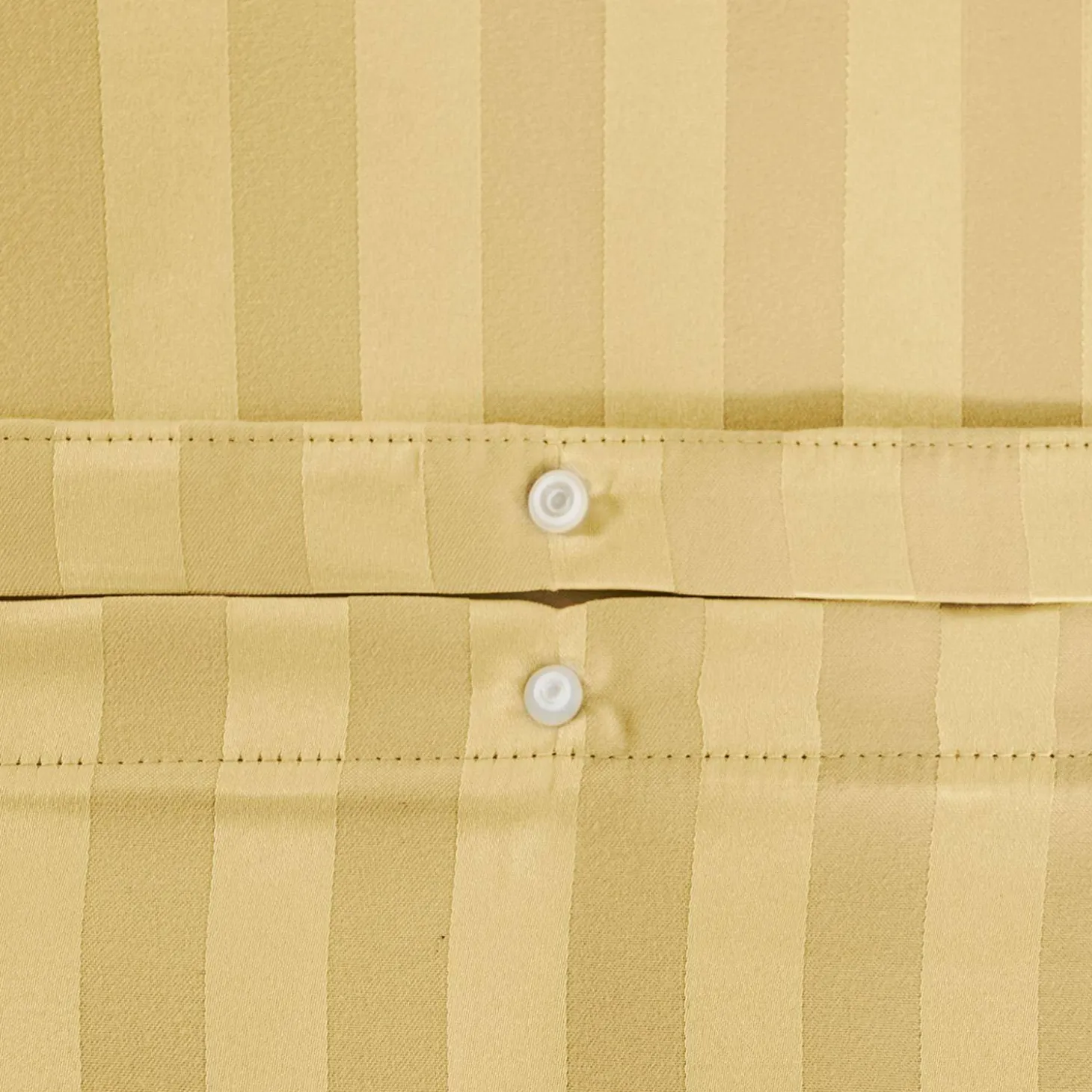 Ropa de cama de poliéster efecto satén con finas rayas amarillo, 2 plazas