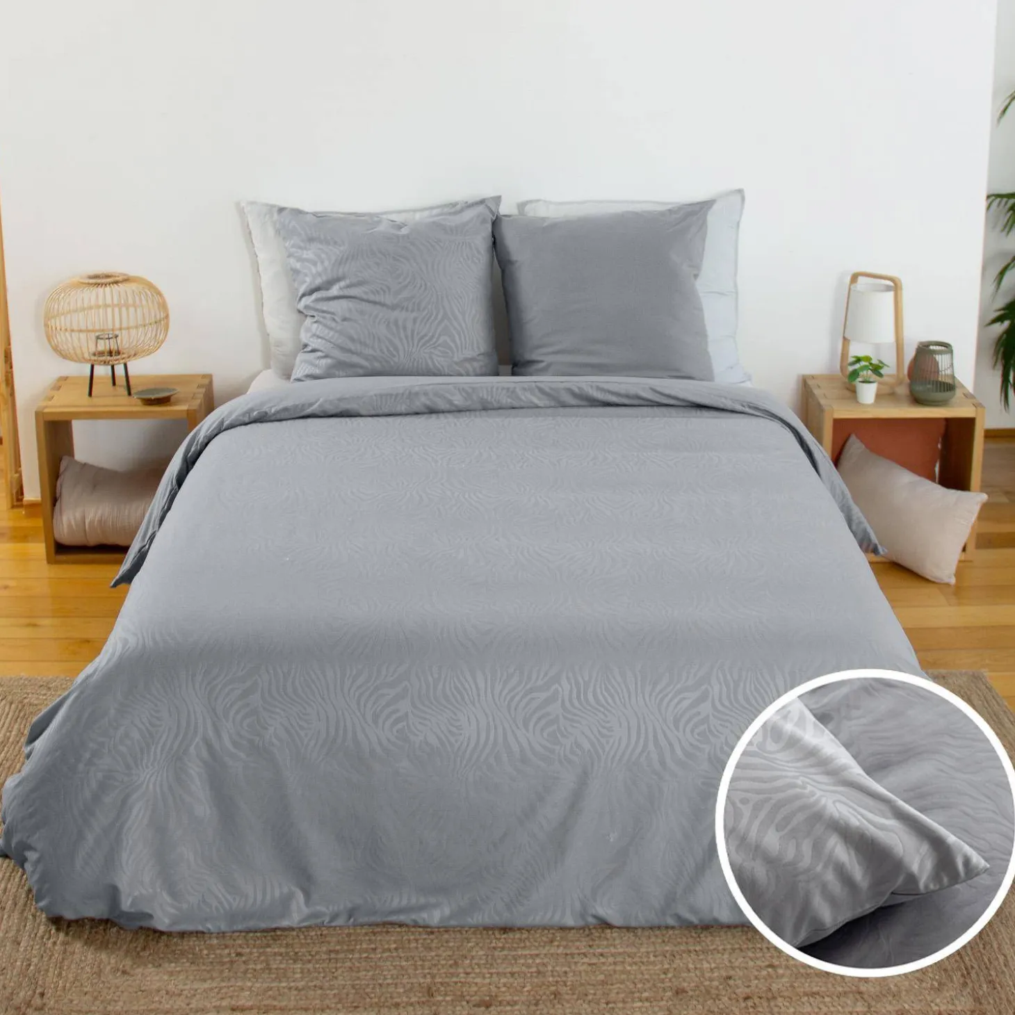 Ropa de cama de poliéster reversible con estampado de cebra, 2 plazas