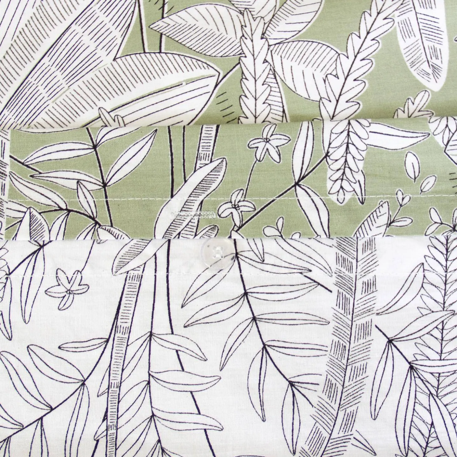 Ropa de cama reversible con estampado vegetal, 2 plazas