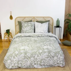 Ropa de cama reversible con estampado vegetal, 2 plazas