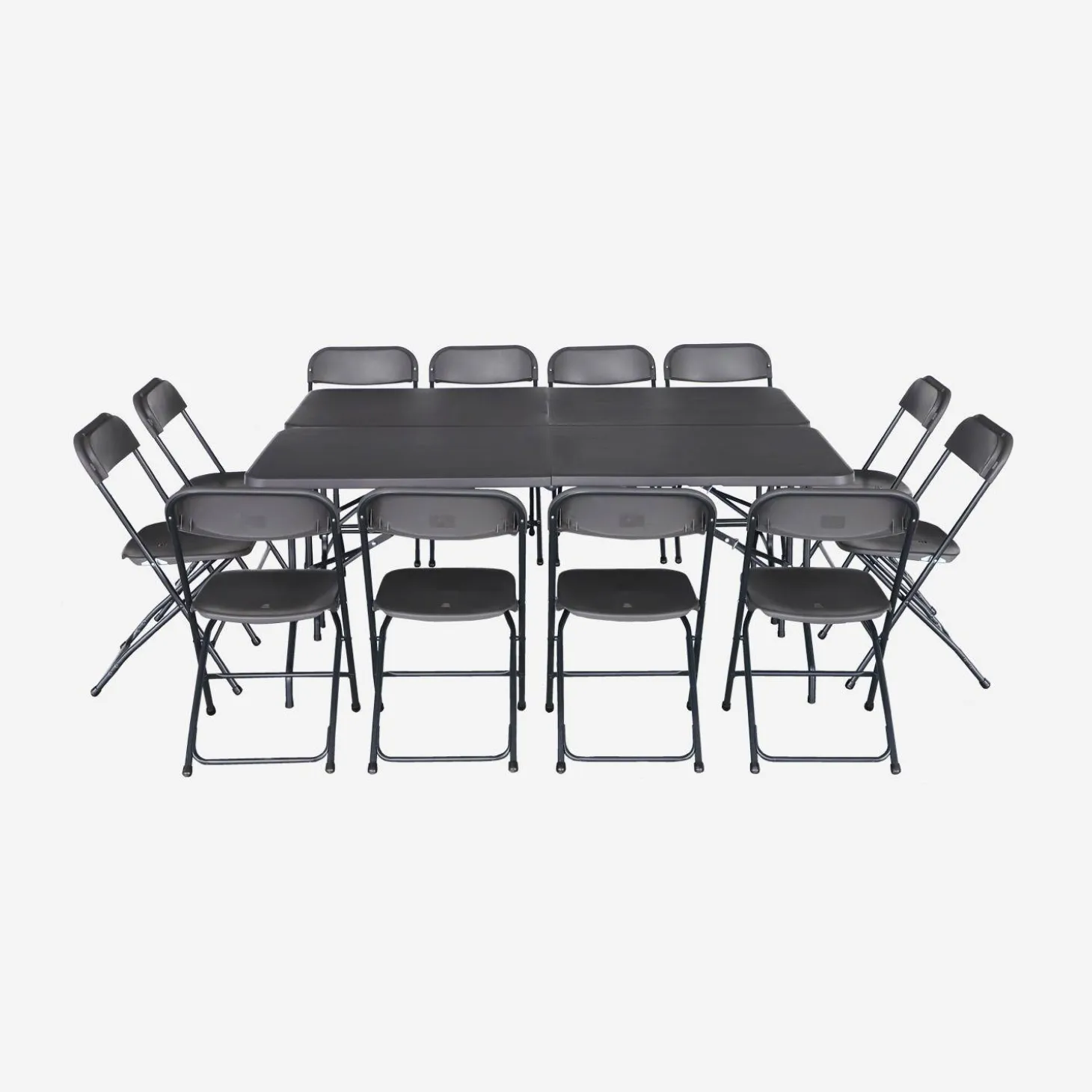 Set de 2 mesas + 12 sillas plegables portátiles para eventos