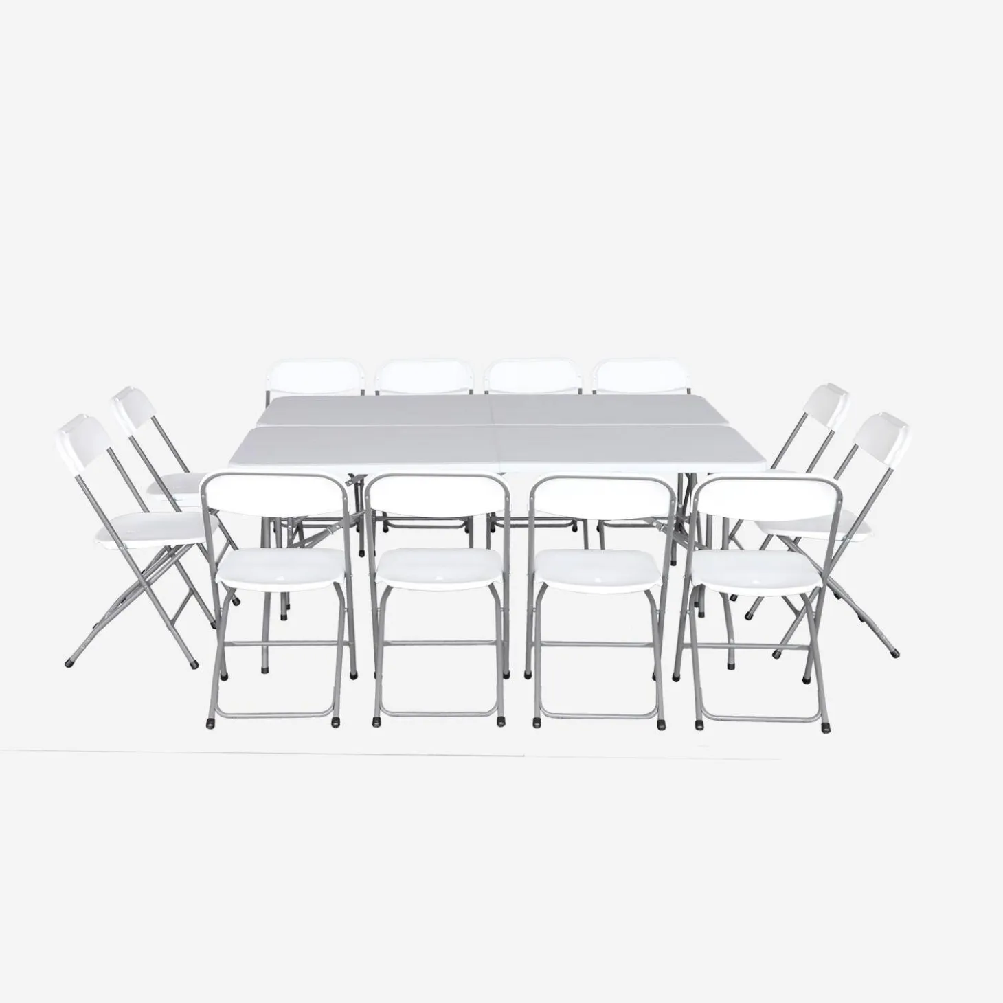 Set de 2 mesas + 12 sillas plegables portátiles para eventos