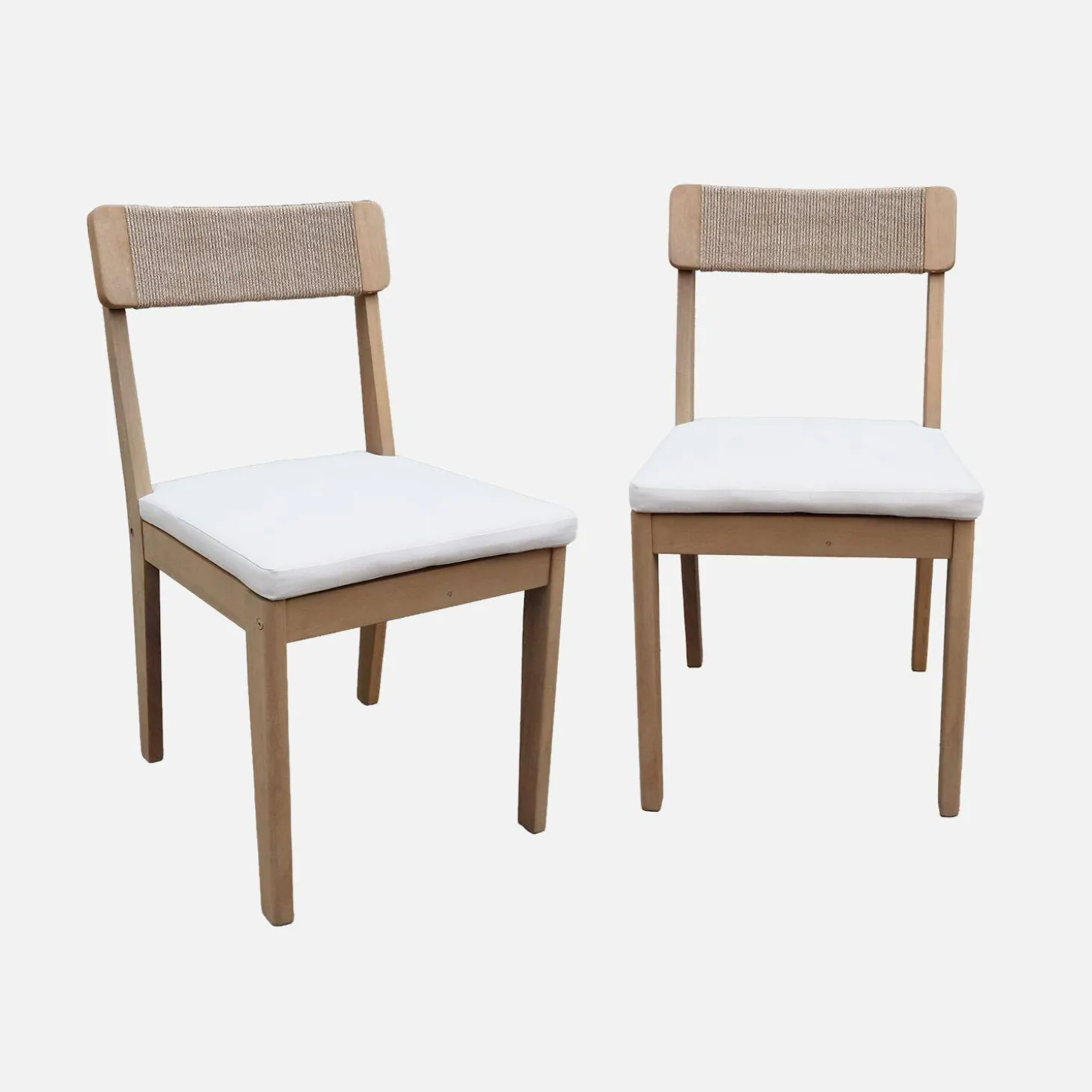 Set de 2 sillas de jardín de acacia y cuerda